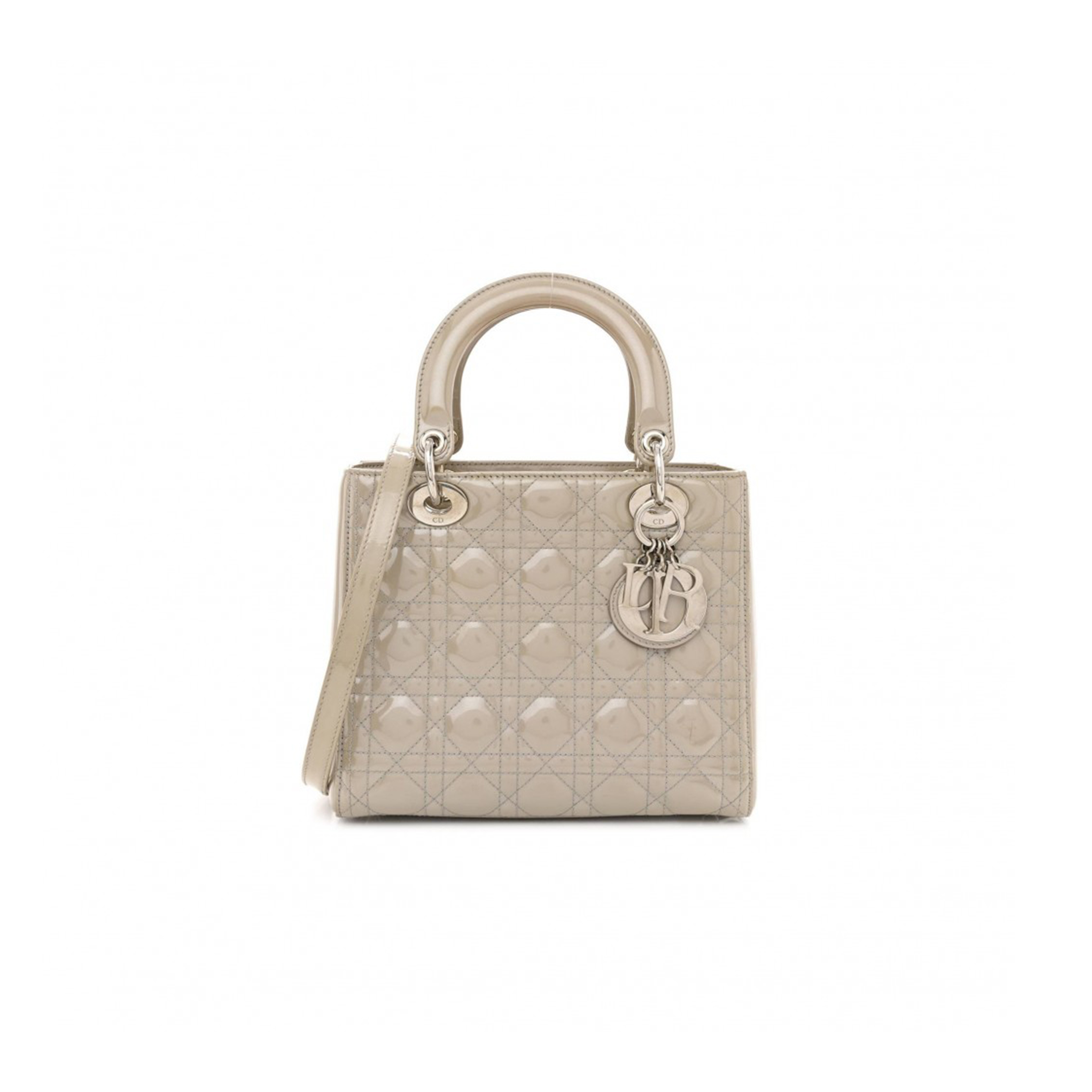 D*or pearlized patent cannage medium lady D*or grey (23*20*11.4cm)